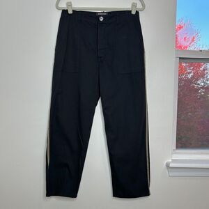 Johnny Was Workshop Black Chino Pants 100% Cotton Embroidered Stripe Size Small